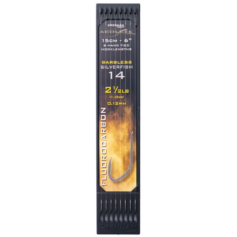 Drennan Acolyte Barbless Silverfish Hooklength Plate 6inch
